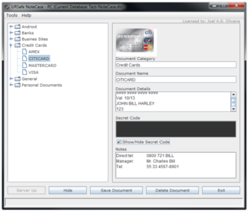 URSafe NoteCase-P screenshot
