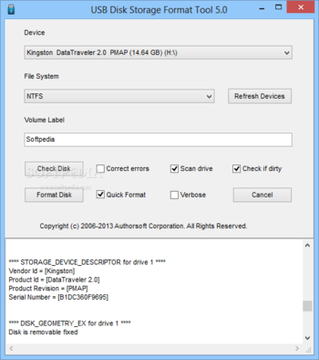 USB Disk Storage Format Tool screenshot