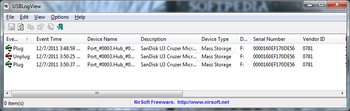 USBLogView screenshot