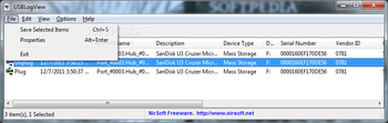USBLogView screenshot 2