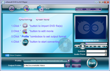 uSeesoft DVD to AVI Ripper screenshot