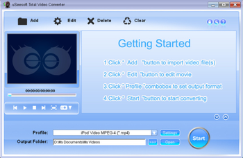 uSeesoft Total Video Converter screenshot