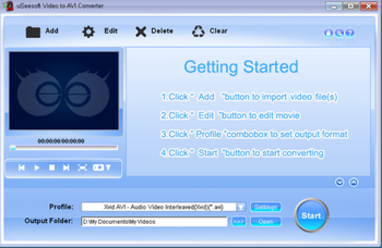 uSeesoft Video To AVI Converter screenshot