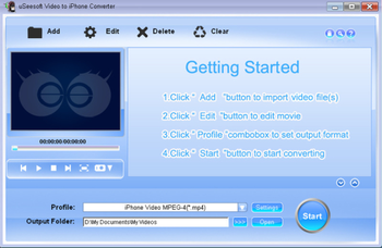 uSeesoft Video To iPhone Converter screenshot