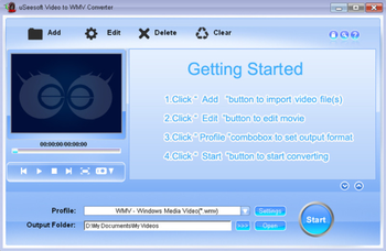 uSeesoft Video To WMV Converter screenshot