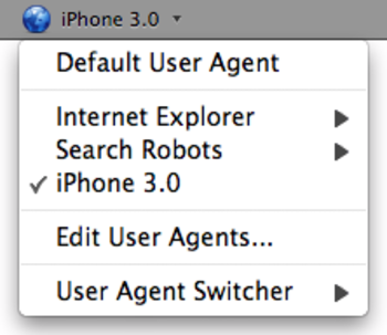 User Agent Switcher screenshot