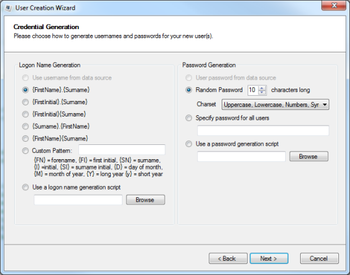 User Creation Wizard screenshot