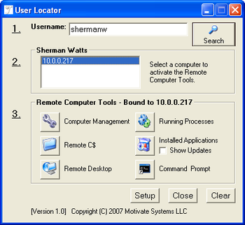 User Locator screenshot
