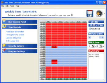 User Time Control screenshot