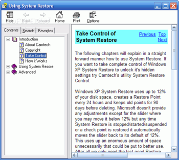 Using System Restore screenshot