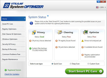Utililab SystemOptimizer screenshot