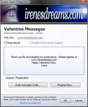 Valentine Messages Screensaver screenshot