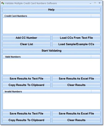 Validate Multiple Credit Card Numbers Software screenshot