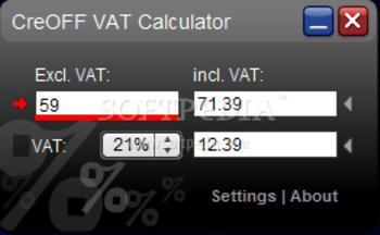 VAT calculator screenshot