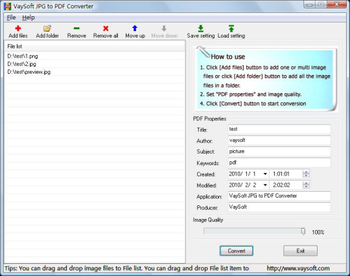 VaySoft JPG to PDF Converter screenshot