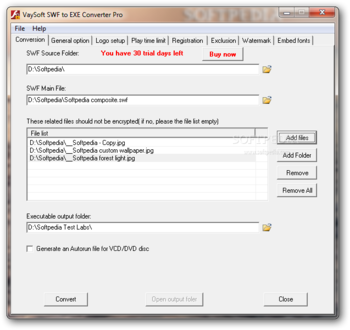 VaySoft SWF to EXE Converter Pro screenshot