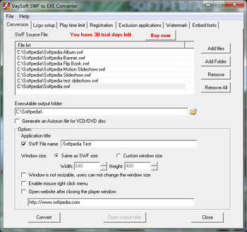 VaySoft SWF to EXE Converter screenshot