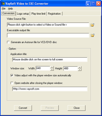 VaySoft Video to EXE Converter screenshot