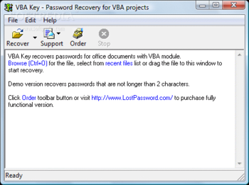 VBA Password Recovery Key screenshot