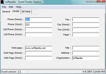 Vcard Studio Express screenshot 2