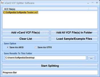 vCard VCF Splitter Software screenshot