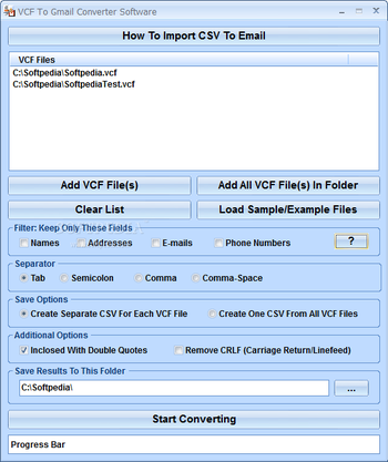 VCF To Gmail Converter Software screenshot
