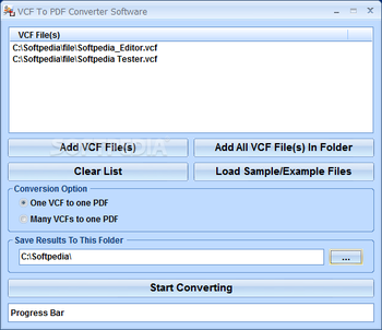 VCF To PDF Converter Software screenshot