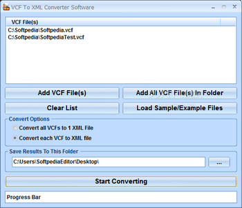 VCF To XML Converter Software screenshot