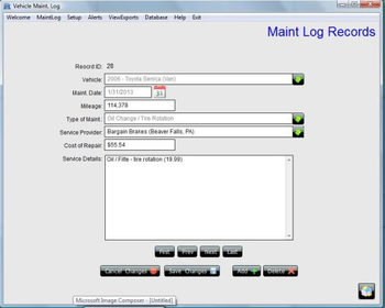 Vehicile Maint. Log screenshot 4