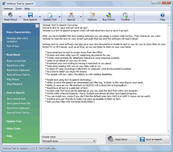 Verbose Text to Speech Software screenshot