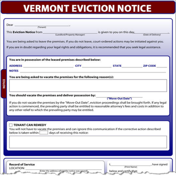 Vermont Eviction Notice screenshot
