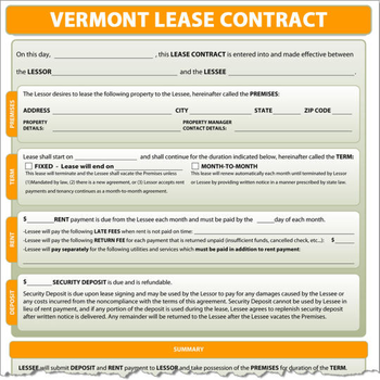 Vermont Lease Contract screenshot