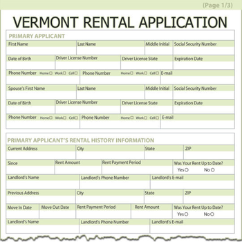 Vermont Rental Application screenshot
