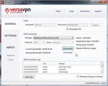 VersaVPN Client App screenshot