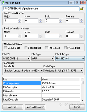 Version Edit screenshot