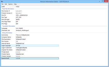 Version Information Editor screenshot