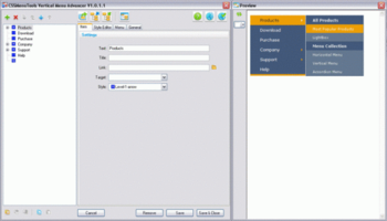 Vertical CSS Menu Expression Web Addin screenshot