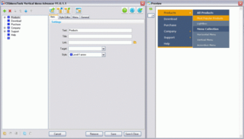 Vertical Menu Advancer for Dreamweaver screenshot