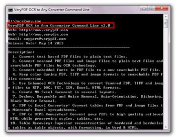 VeryPDF OCR to Any Converter Command Line screenshot