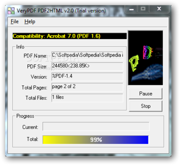 VeryPDF PDF2HTML (formerly PDF To HTML Converter) screenshot