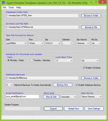 Vgain Intraday Database Updater Lite screenshot