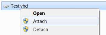 VHD Attach screenshot