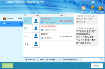 Vibosoft iPhone SMS+Contacts Recovery screenshot