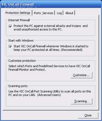 VIC OnCall Firewall screenshot