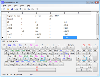 ViCalc screenshot