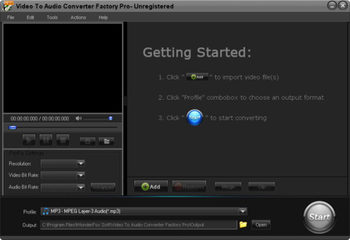 Video to Audio Converter Factory Pro screenshot