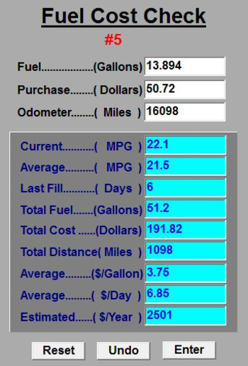 Vinny Fuel Cost Check screenshot