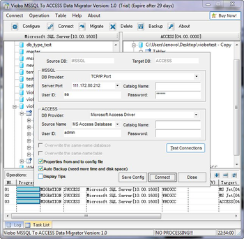 Viobo MSSQL To ACCESS Data Migrator Pro Portable screenshot