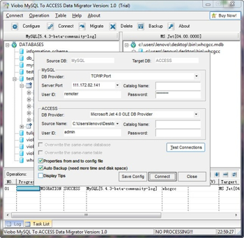 Viobo MySQL to Access Data Migrator screenshot