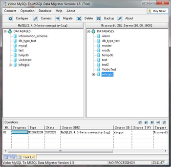 Viobo MySQL to MSSQL Data Migrator Pro screenshot